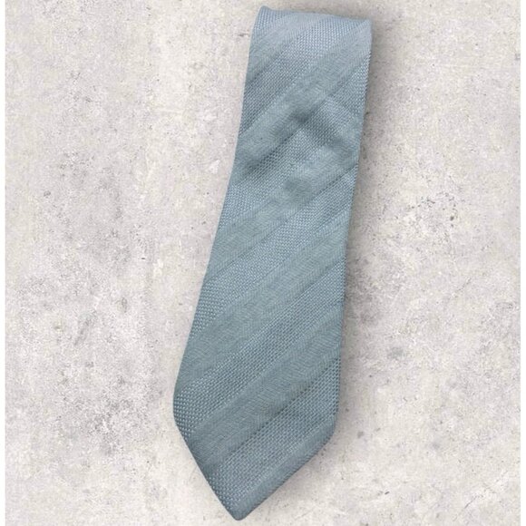 CANALI Silk Wool Tie ITALY Blue Striped W:3.6